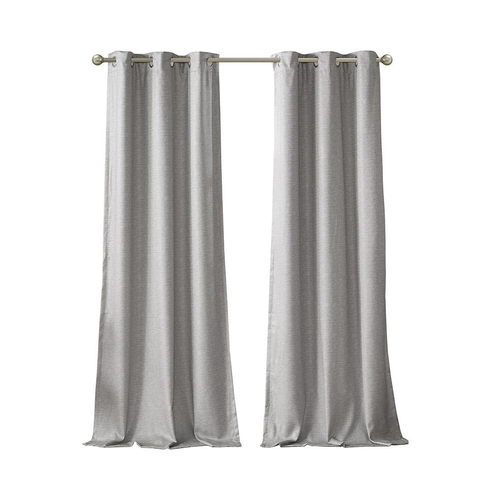 Tonal Printed Faux Silk Total Blackout Window Panel Pair Grey 924. Picture 2