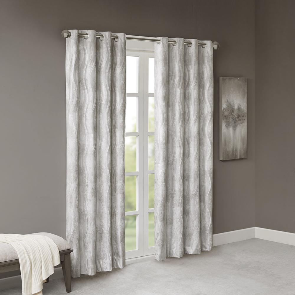 Printed Jacquard Grommet Top Total Blackout Curtain Panel. Picture 4