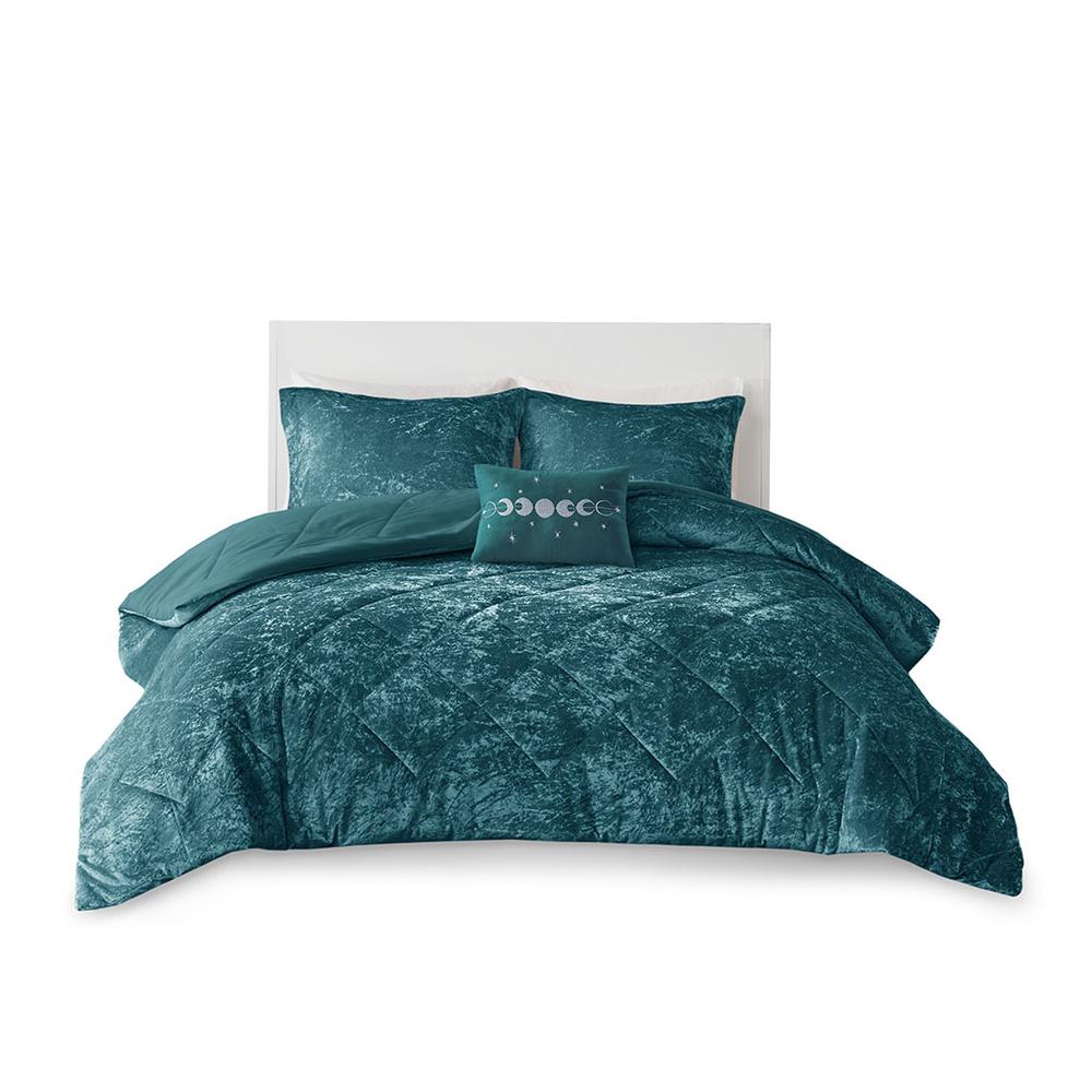Teal Velvet Diamond Quilted Comforter Set, Belen Kox. Picture 1