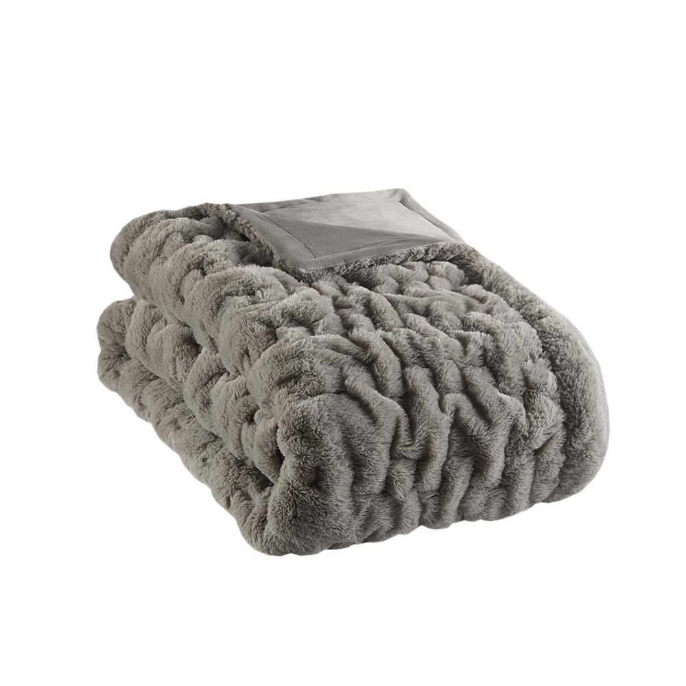 Luxe Ruched Fur Knitted Throw, Belen Kox. Picture 1