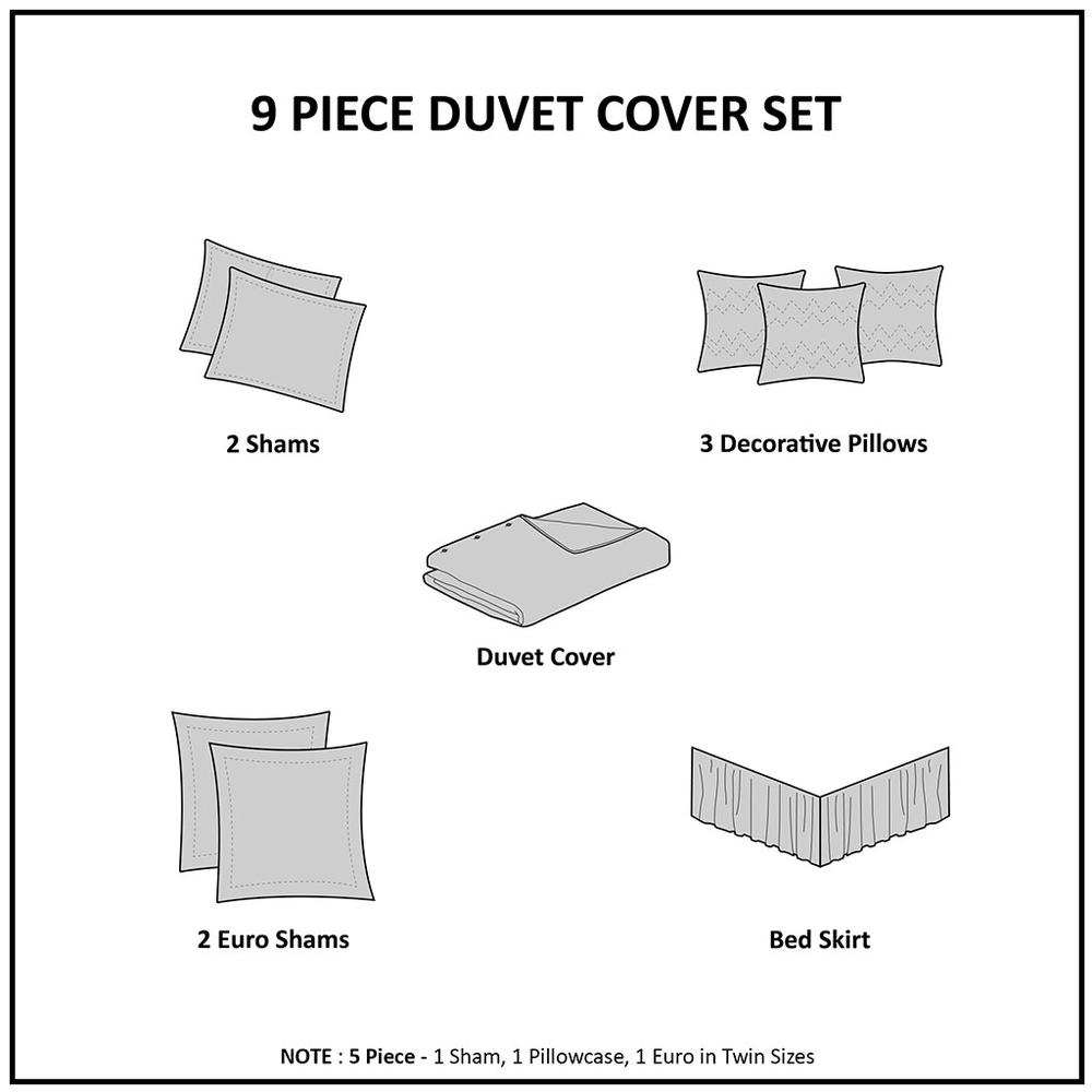 9 Piece Cotton Twill Reversible Duvet Set. Picture 2