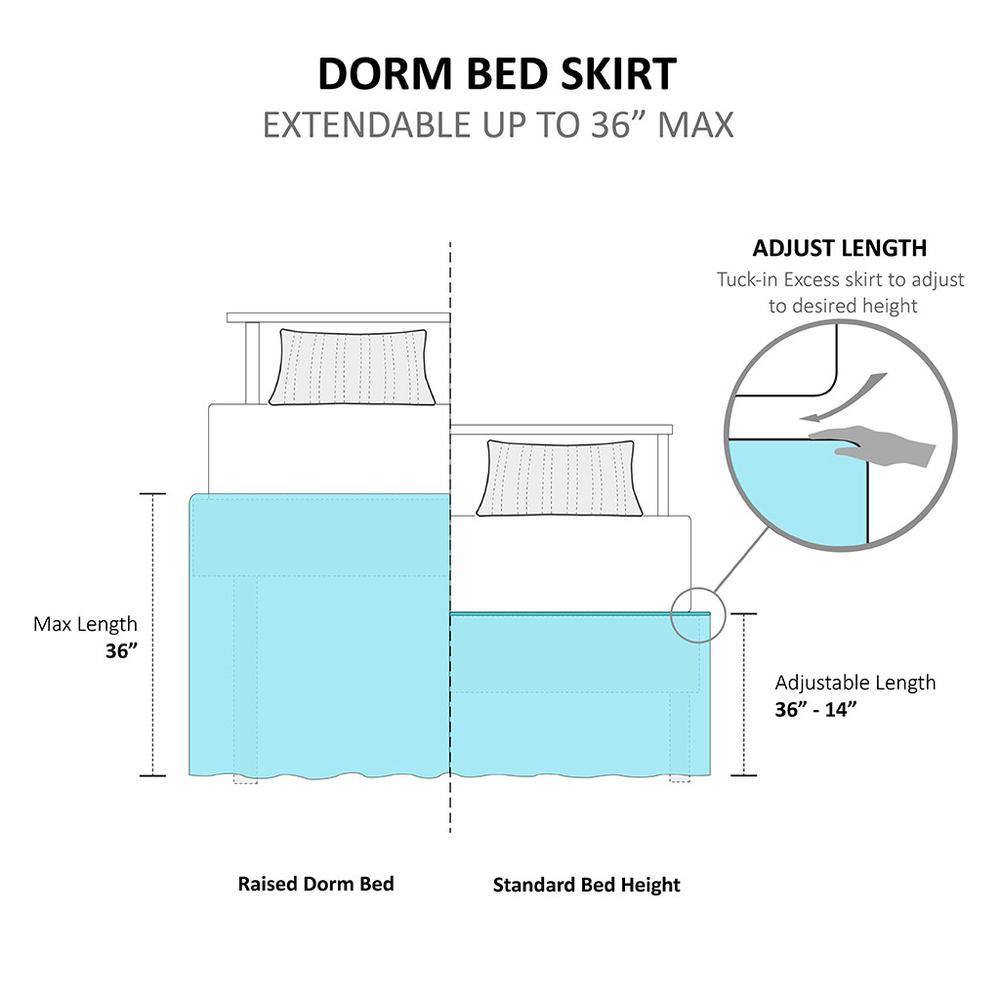 100% Polyester Microfiber Solid Dorm Bedskirt w/ 36" drop,ID11-1411. Picture 5