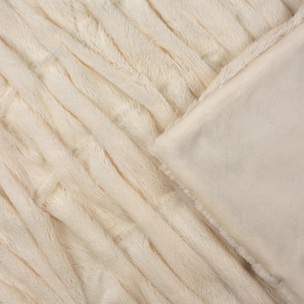 100% Polyester Solid Ruched Long Fur Knitted Throw by the Belen Kox Grey. Picture 13