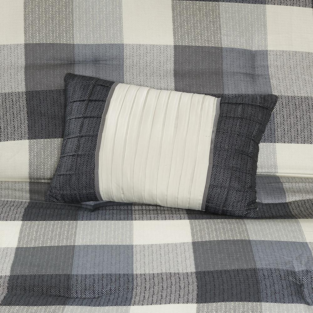 100% Polyester Microfiber Printed Brushed 7pcs Comforter Set Grey. Picture 16