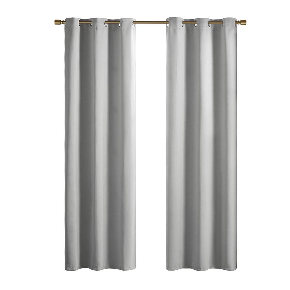 100% Polyester Solid Thermal Panel Pair- Gray. Picture 4
