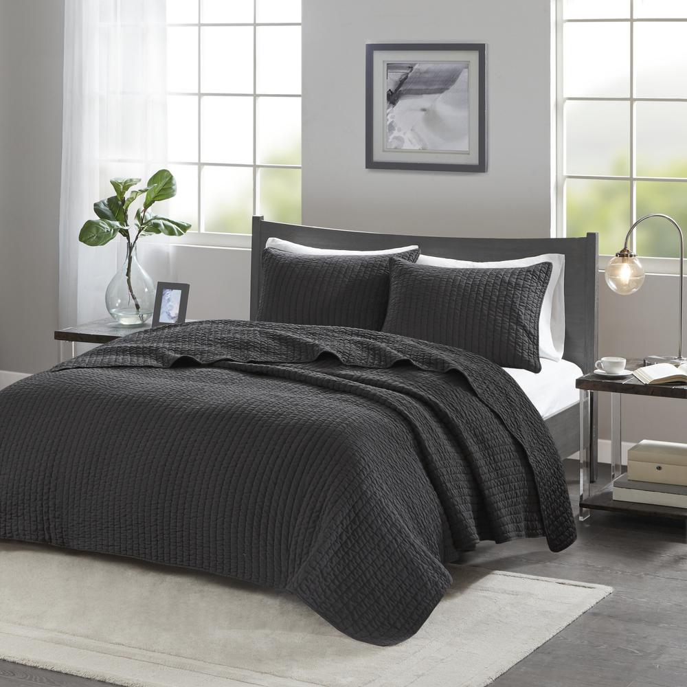 100% Polyester Microfiber Solid Brushed Coverlet Set,MP13-6134. Picture 2
