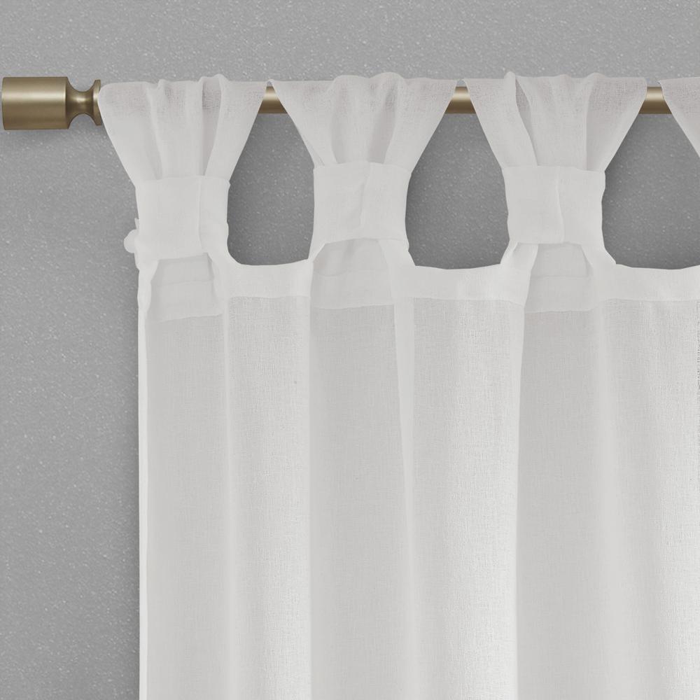Floral Embellished Cuff Tab Top Solid Curtain Panel. Picture 1