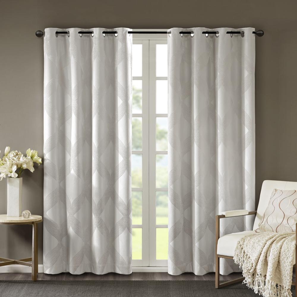 Ogee Knitted Jacquard Total Blackout Curtain Panel. Picture 2