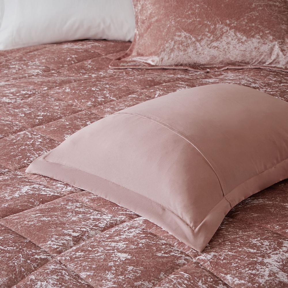 100% Polyester Velvet Comforter Set Blush. Picture 7
