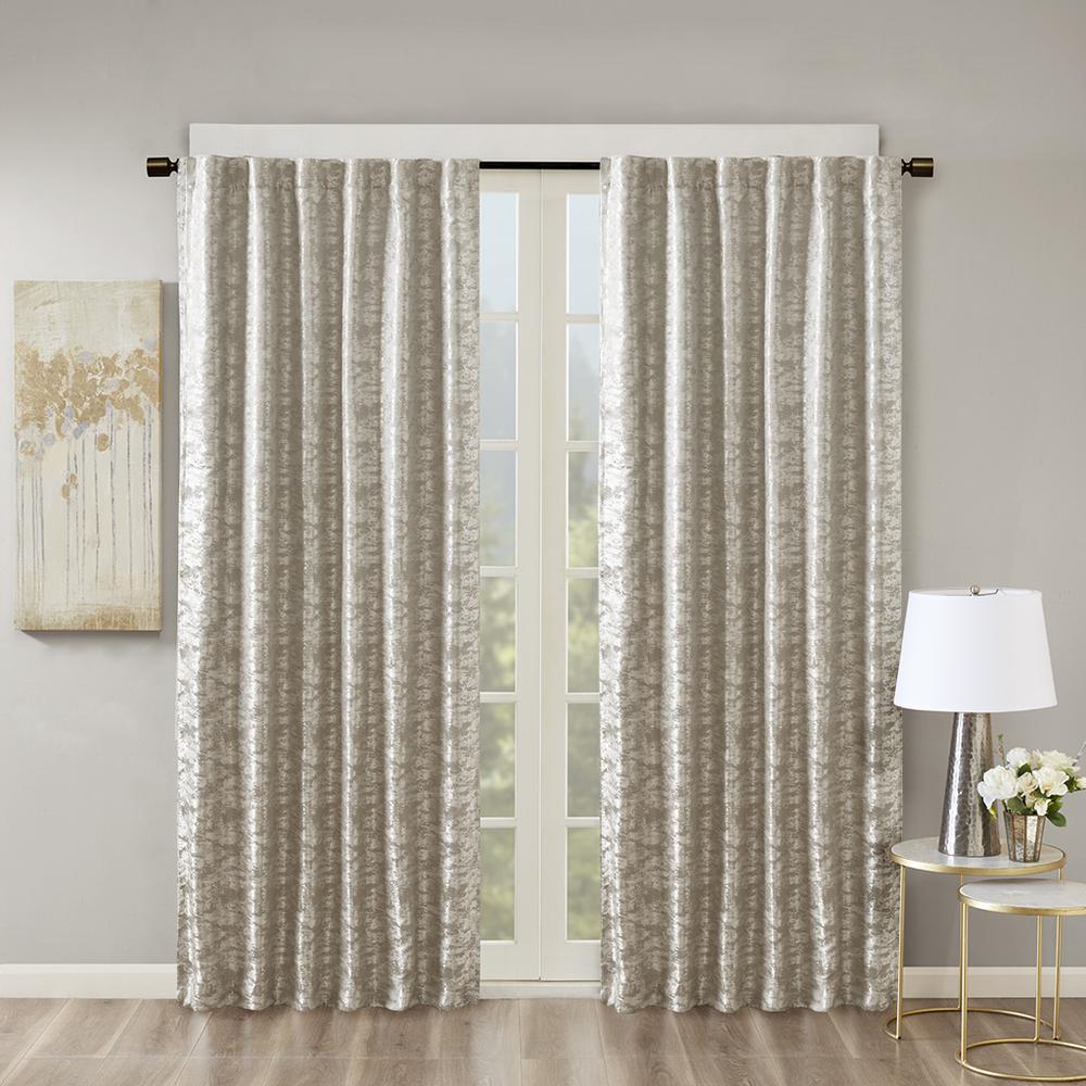 Jacquard Lined Total Blackout Rod Pocket/Back Tab Curtain Panel. Picture 4