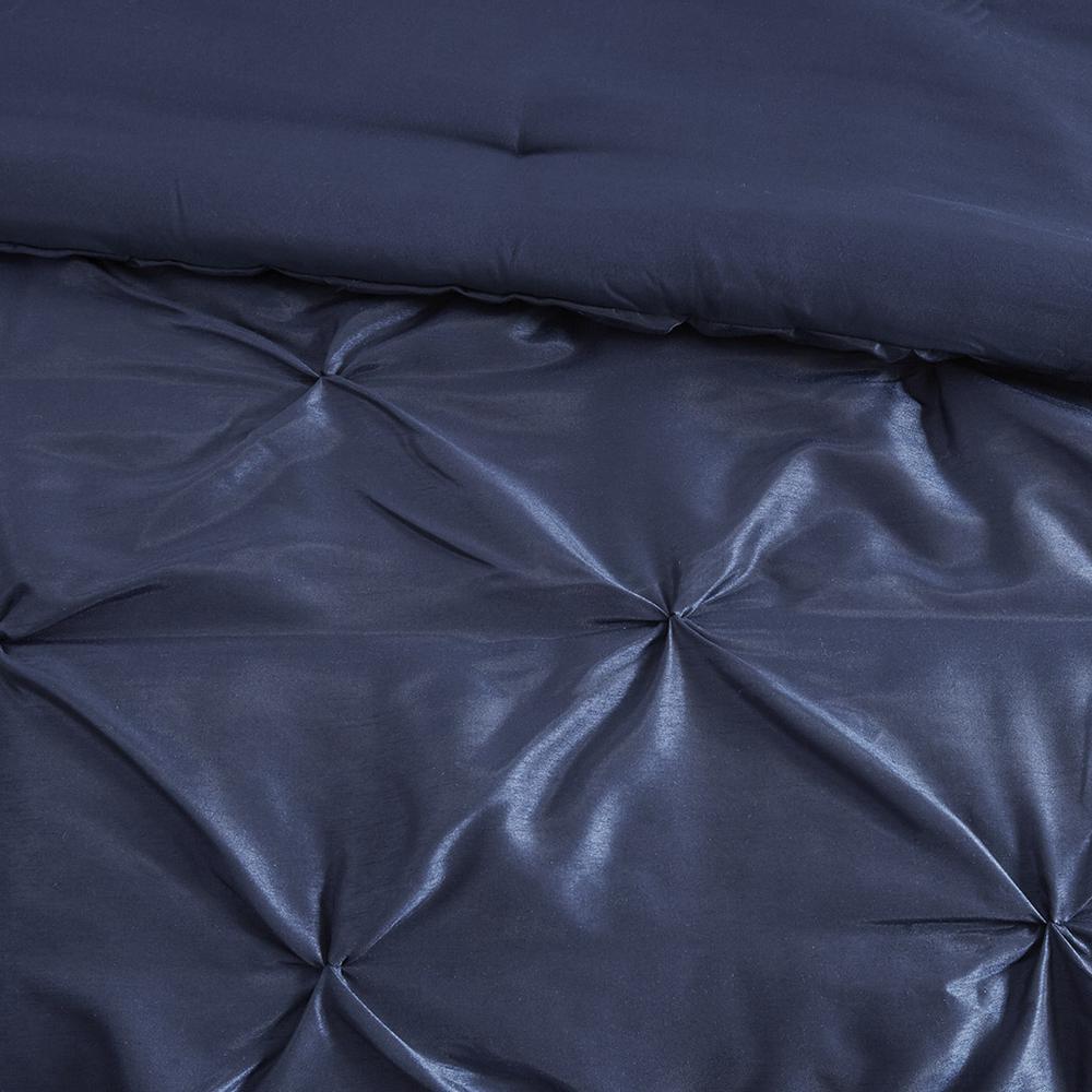 100% Laurel Comforter Set Queen - Navy (90"x90"). Picture 4