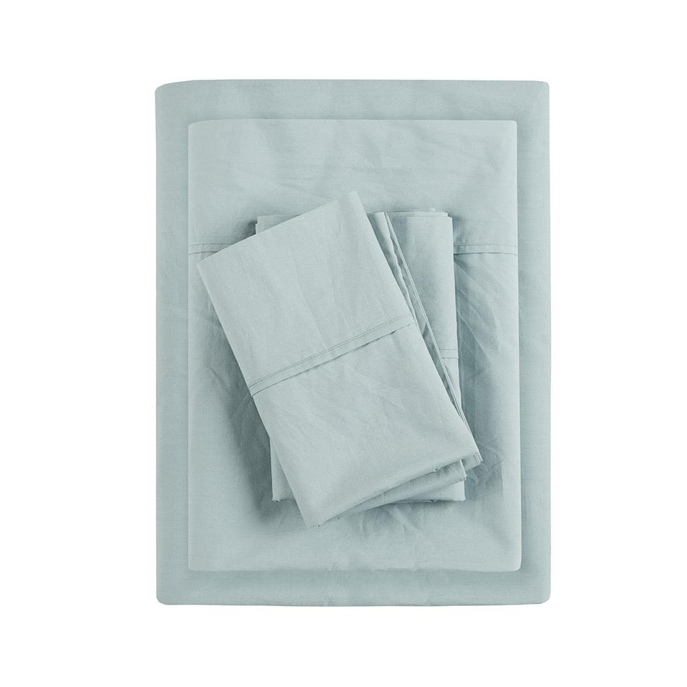 200 Thread Count Relaxed Cotton Percale Sheet Set. Picture 1