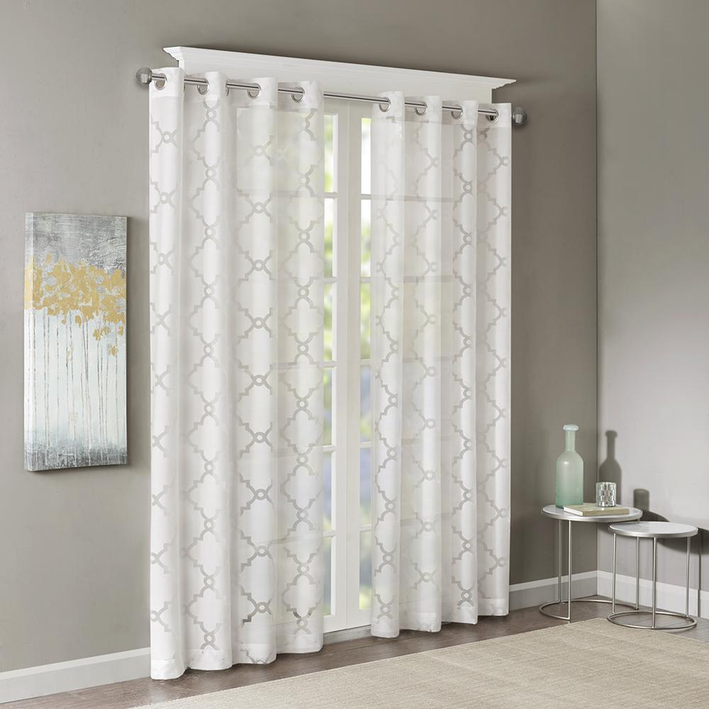 38% polyester 62% Rayon Fretwork Burnout Sheer Panel. Picture 2