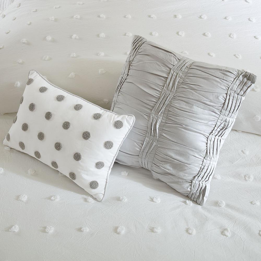 5 Piece Cotton Jacquard Comforter Set Ivory. Picture 13