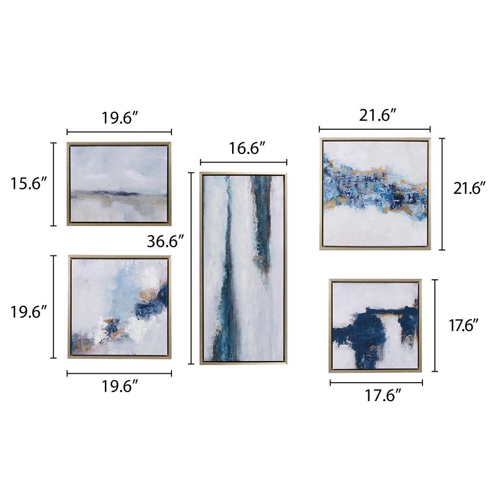 Abstract 5-piece Gallery Framed Canvas Wall Art Set. Picture 5