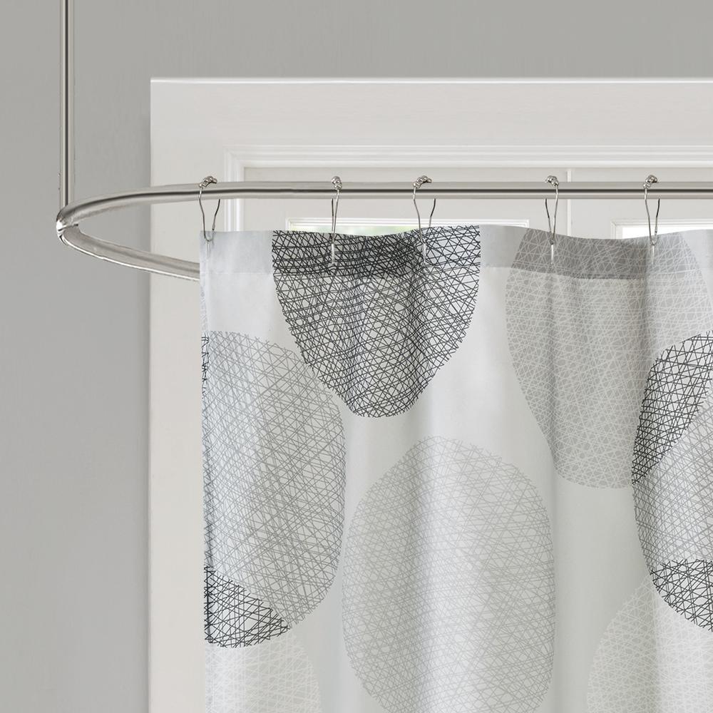 Grey Printed Microfiber Shower Curtain, Belen Kox. Picture 2
