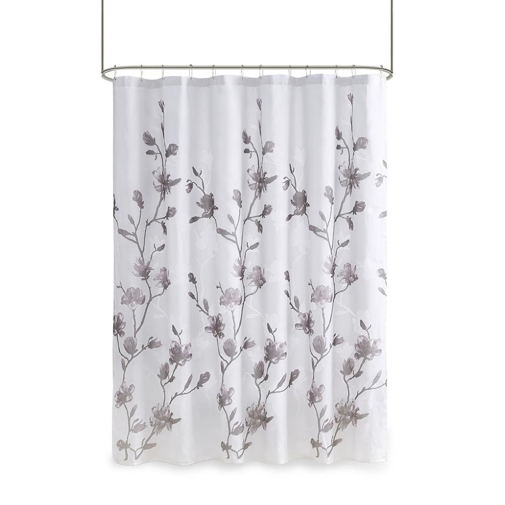 Floral Printed Burnout Shower Curtain. Picture 2