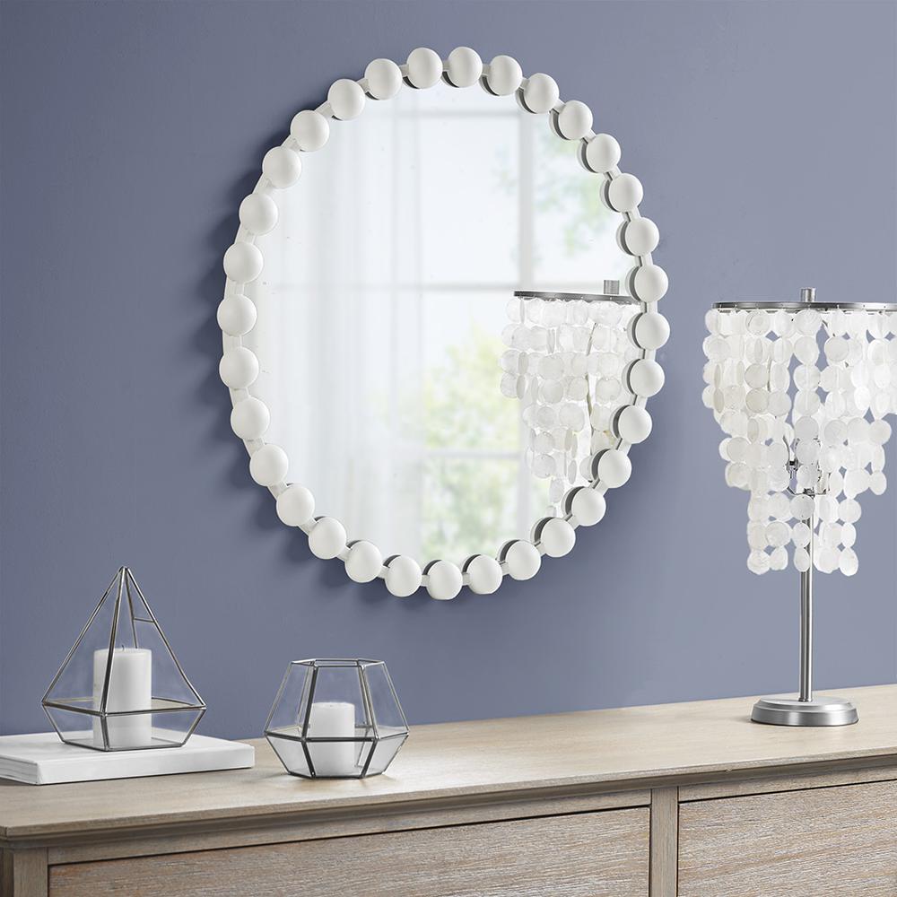 Beaded Round Wall Mirror 27"D. Picture 3