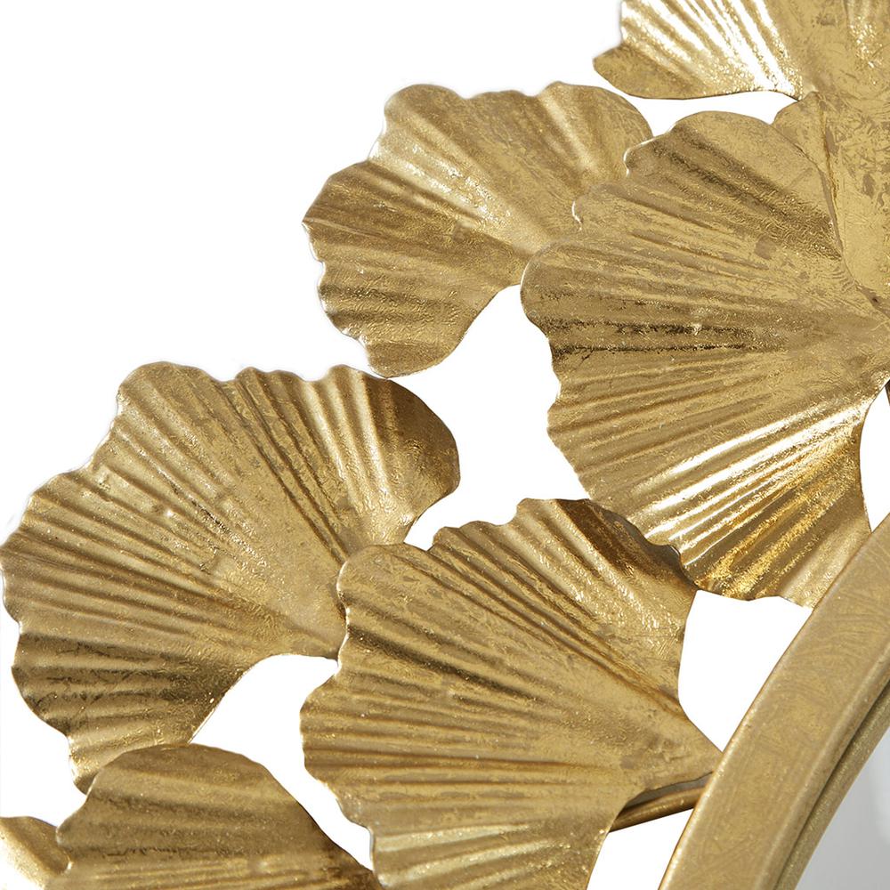 Gold Gingko Leaf Round Wall Mirror 30.5". Picture 3
