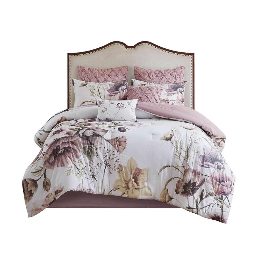 Blush Floral Cotton 8-Piece Comforter Set, Belen Kox. Picture 1