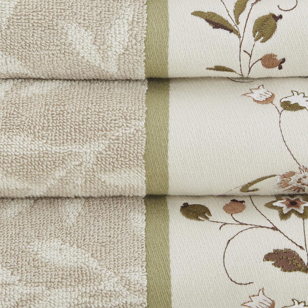 Embroidered Cotton Jacquard 6 Piece Towel Set. Picture 1