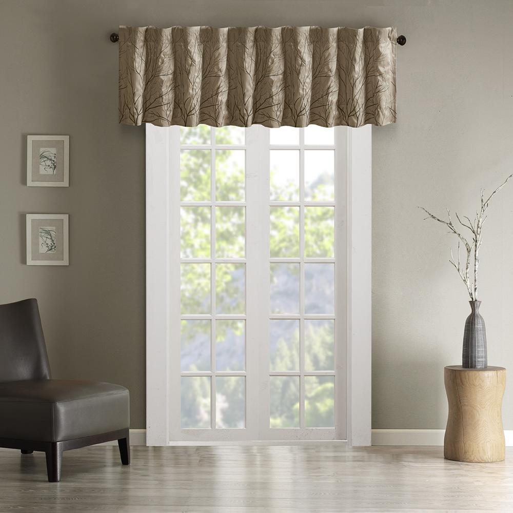 Tan Branch Embroidered Window Valance, Belen Kox. Picture 1