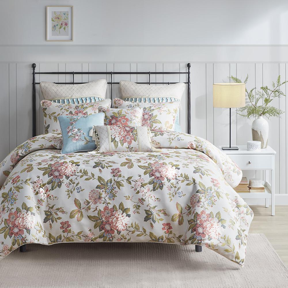 8 Piece Floral Jacquard Comforter Set. Picture 4