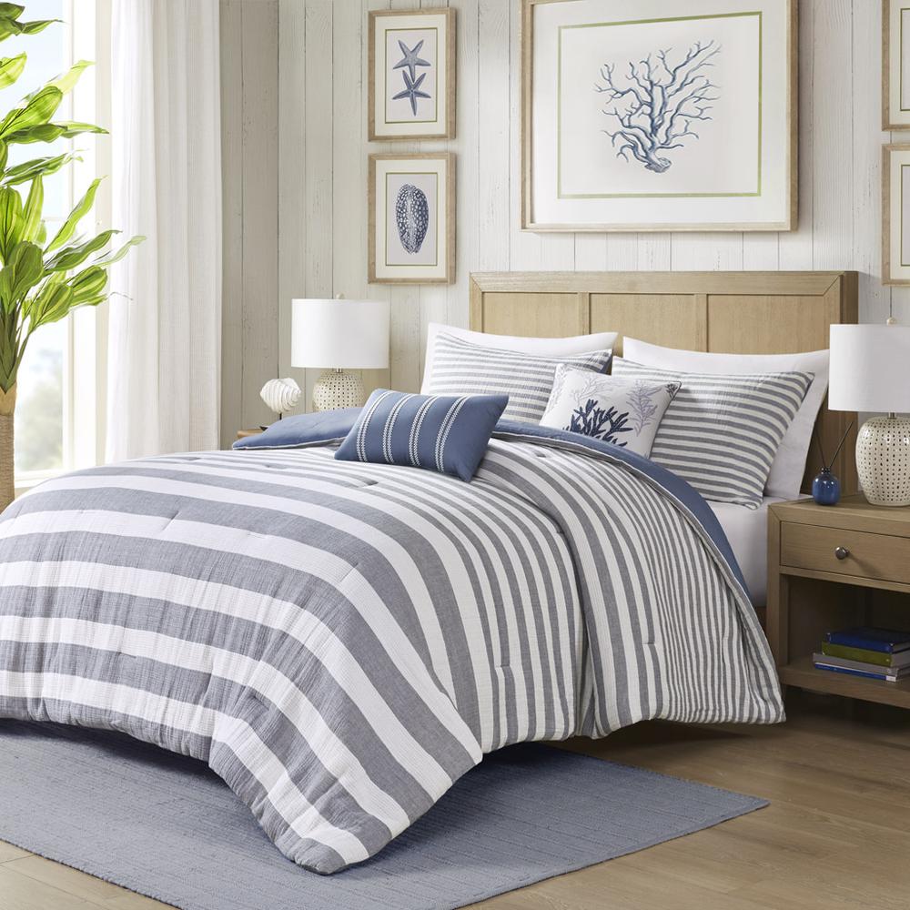 5 Piece Oversized Cotton Stripe Comforter Set. Picture 4