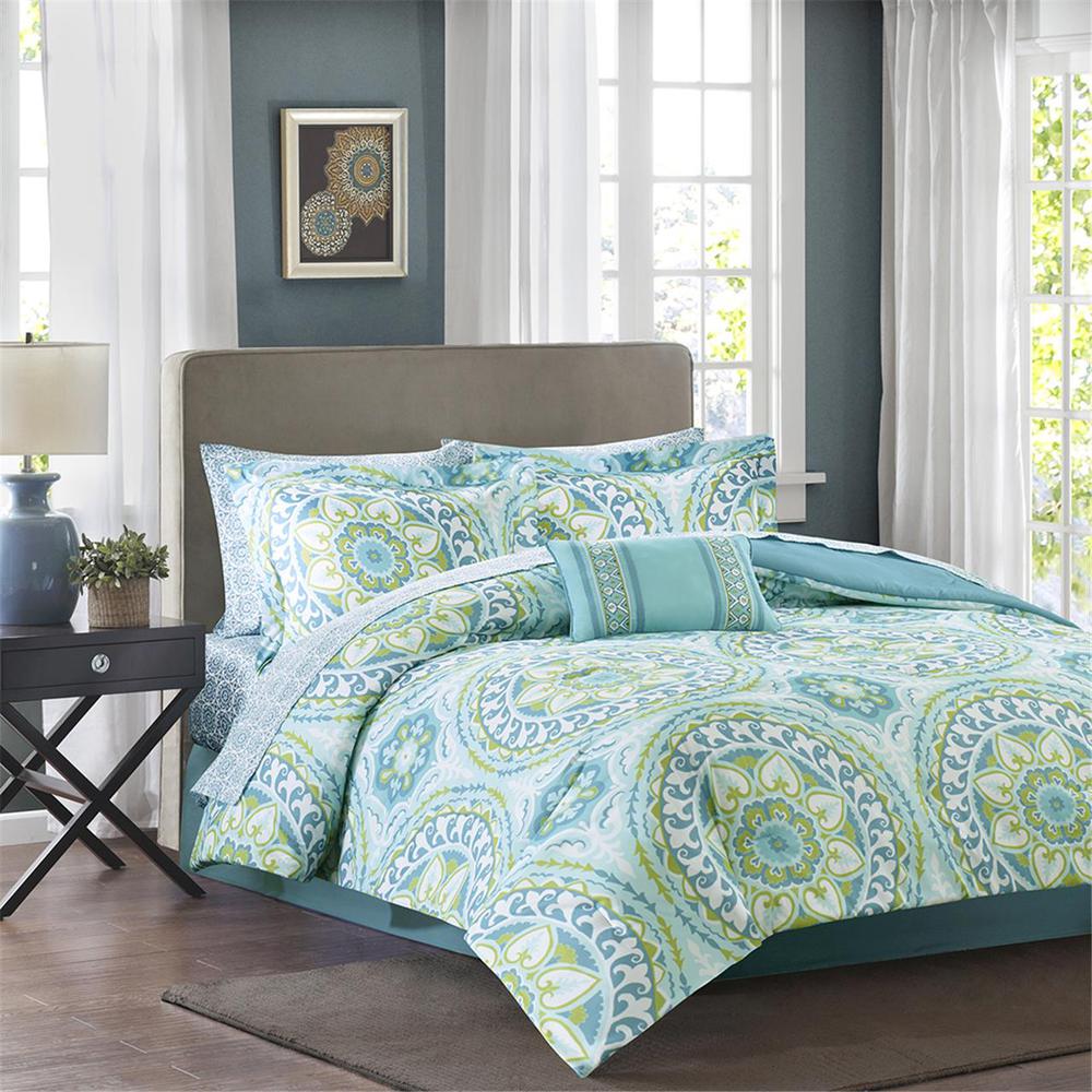100% Polyester Microfiber Printed 9pcs Comforter Set,MPE10-117. Picture 2