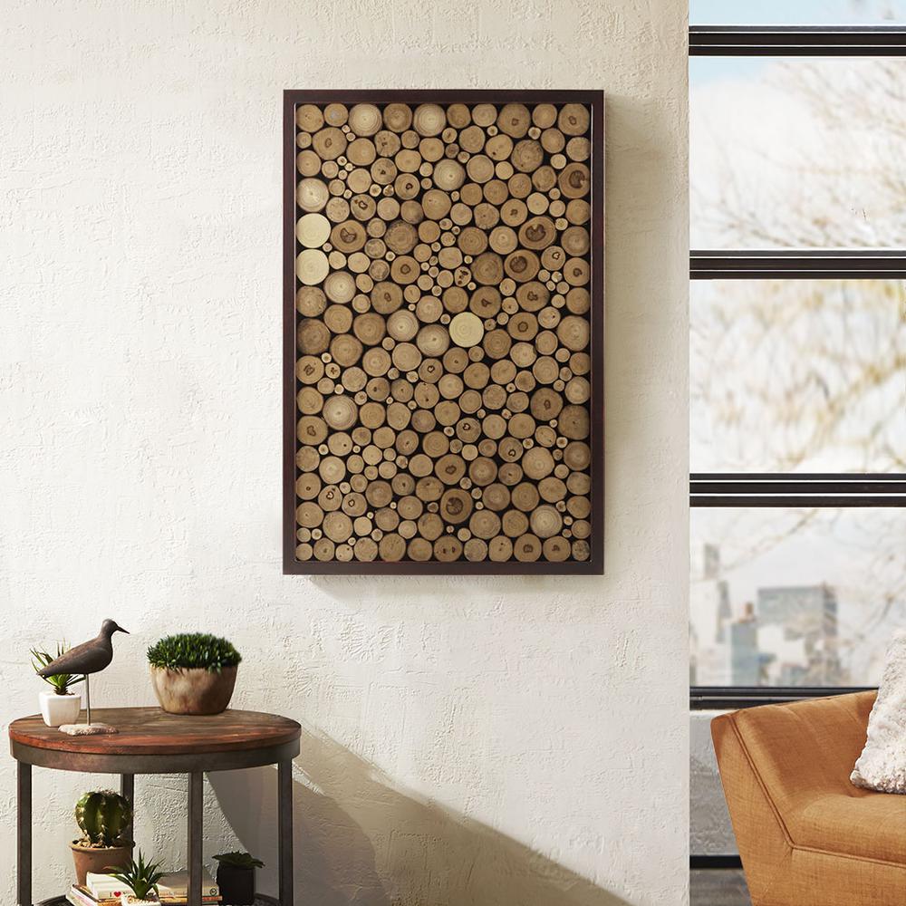 Natural Wood Slice Mosaic Wall Decor. Picture 5