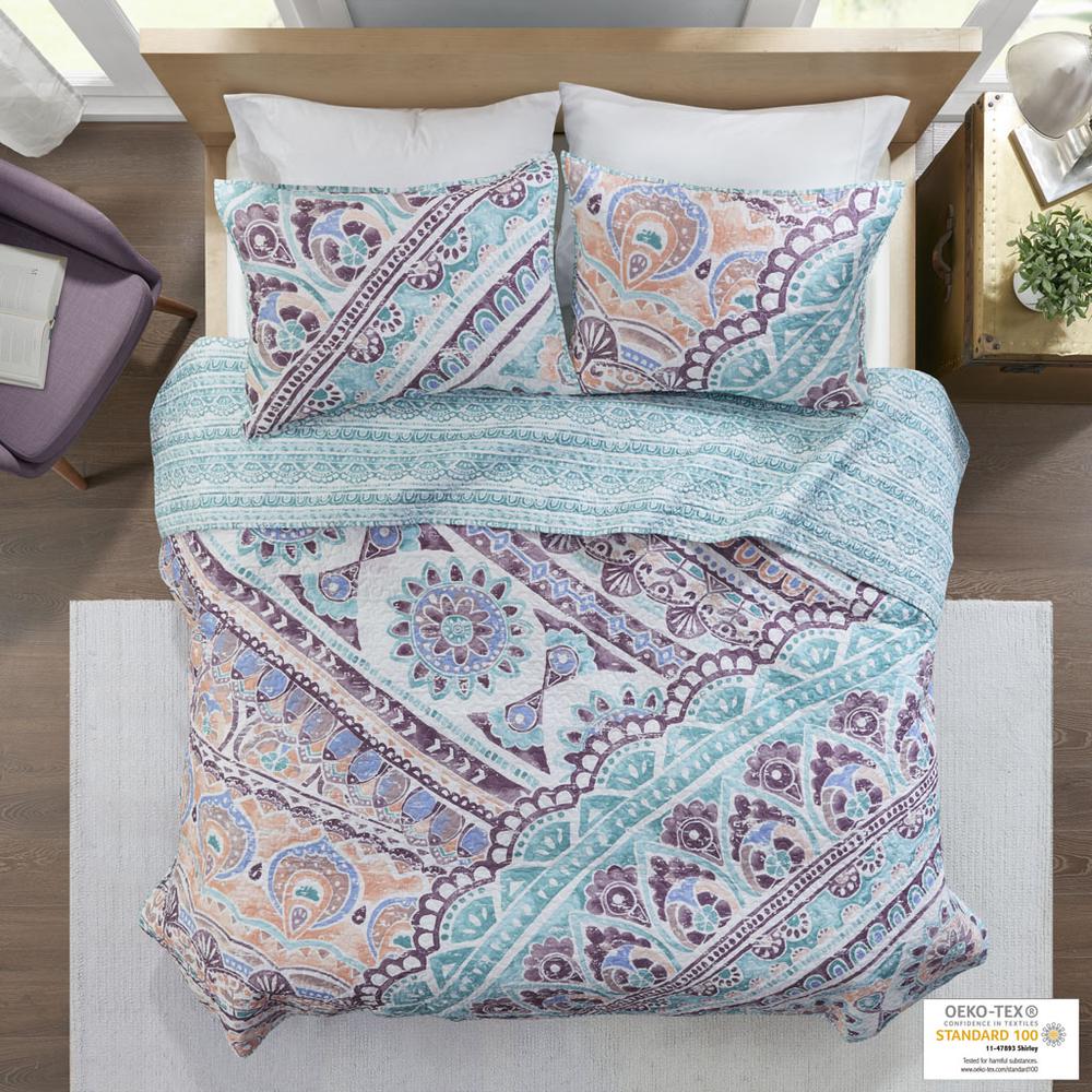 100% Cotton Printed Reversible Coverlet Set,ID13-1852. Picture 2
