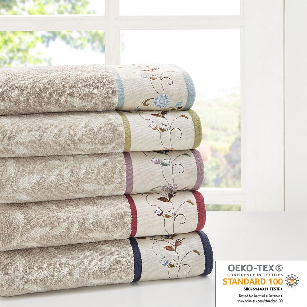 Embroidered Cotton Jacquard 6 Piece Towel Set. Picture 3