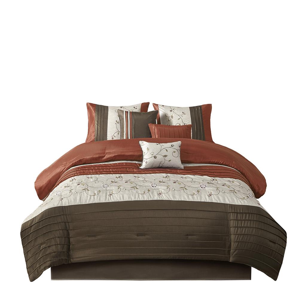 Spice Polyoni Pieced Solid Comforter 7-Piece Set, Belen Kox. Picture 1