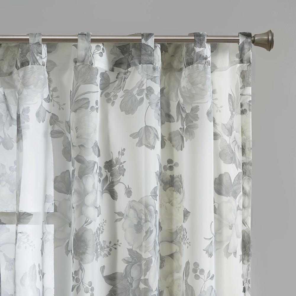 Simone Floral Twist Tab Top Voile Sheer Curtain Panel, Belen Kox. Picture 2