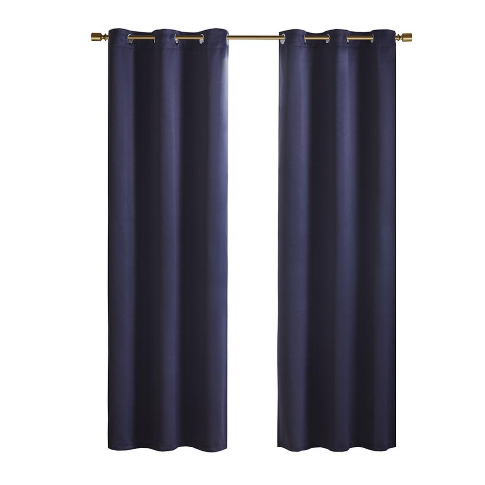 100% Polyester Solid Thermal Panel Pair- Navy. Picture 2