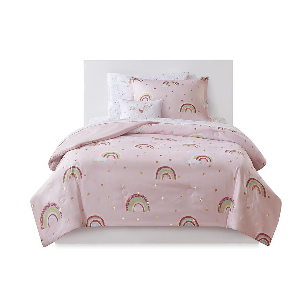 Alicia Rainbow with Metallic Printed Stars Complete Bed and Sheet Set, Belen Kox. Picture 1