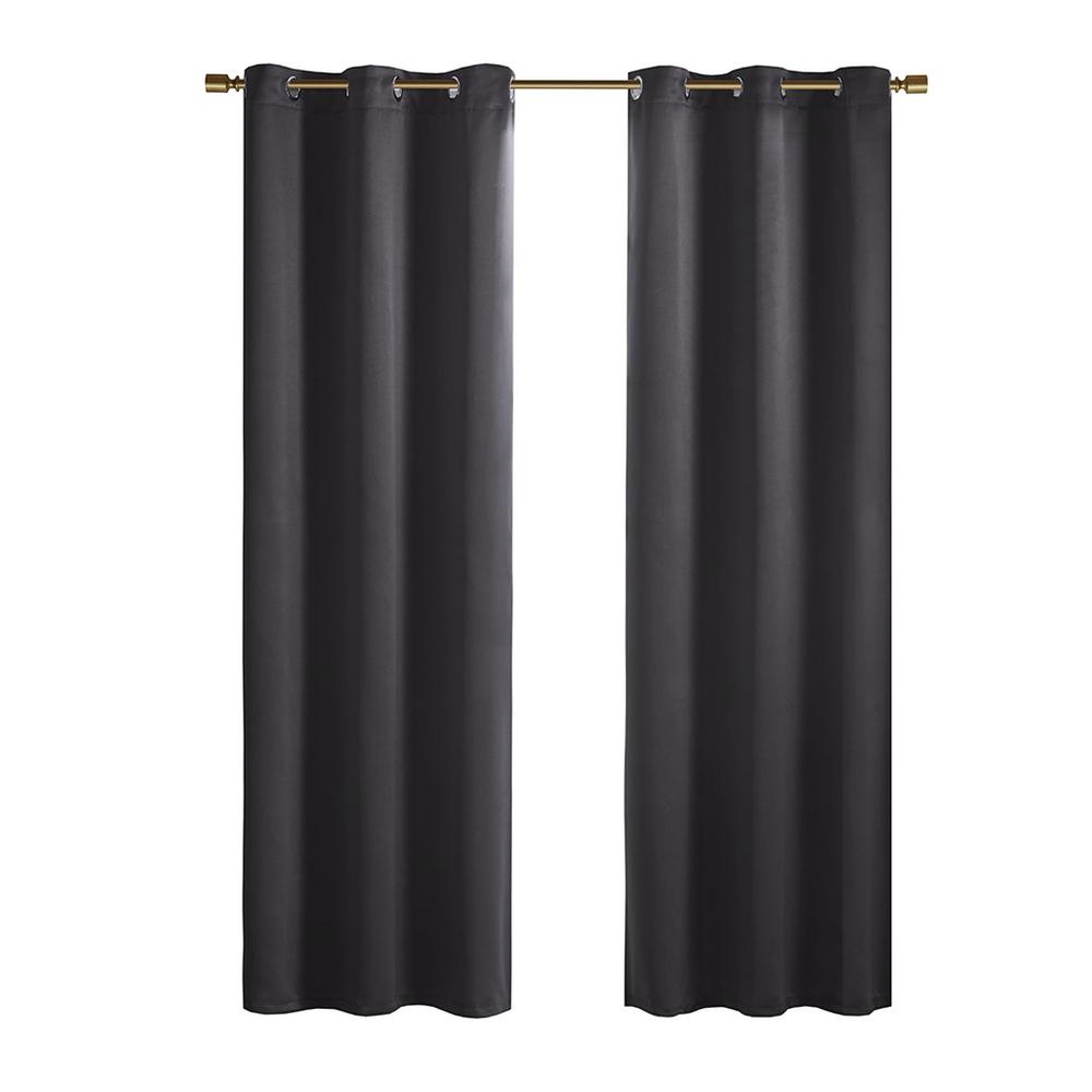100% Polyester Solid Thermal Panel Pair, Black. Picture 2