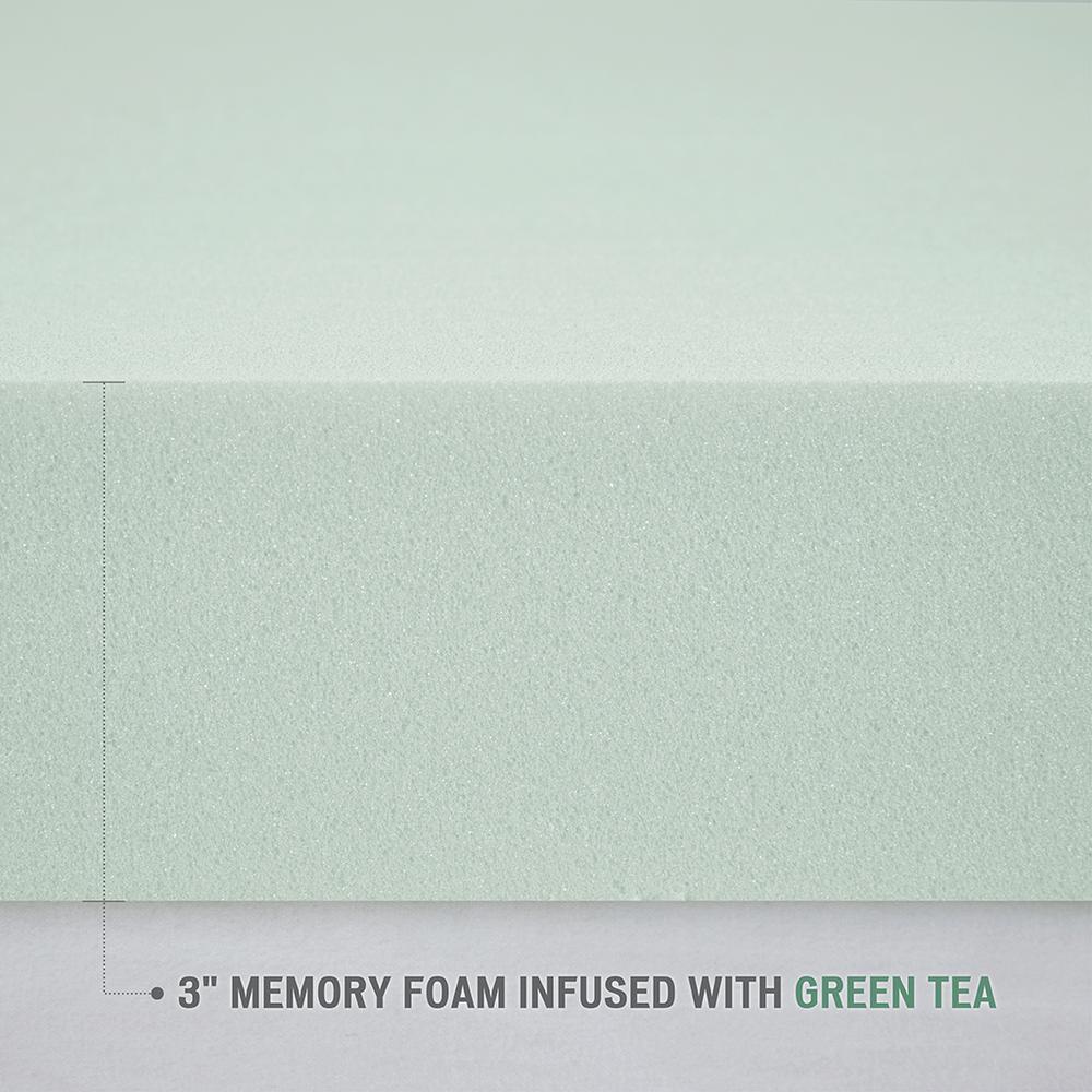 3" Green Tea Foam Topper with Cooling Removable Cover. Picture 3