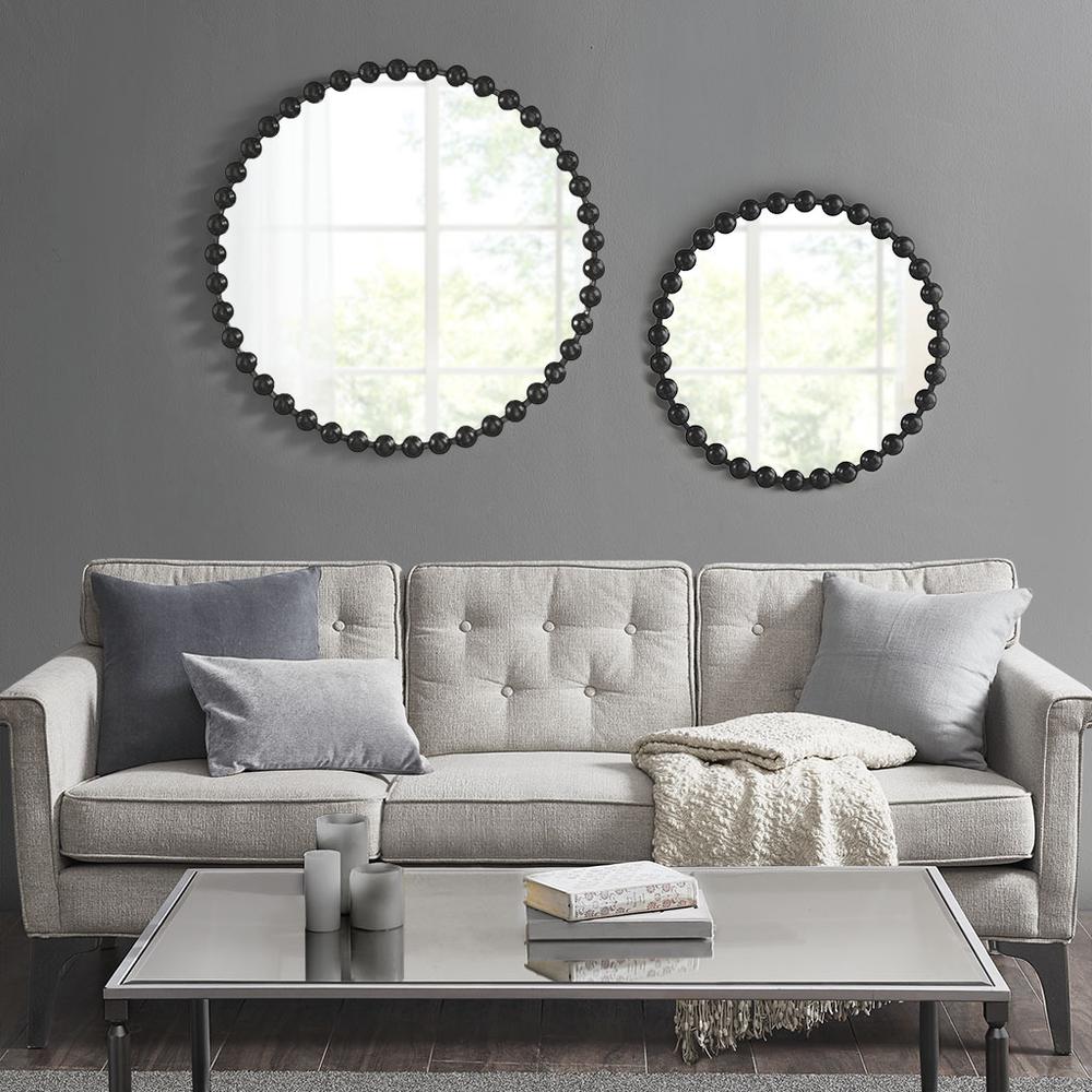 Beaded Round Wall Mirror 27"D. Picture 4