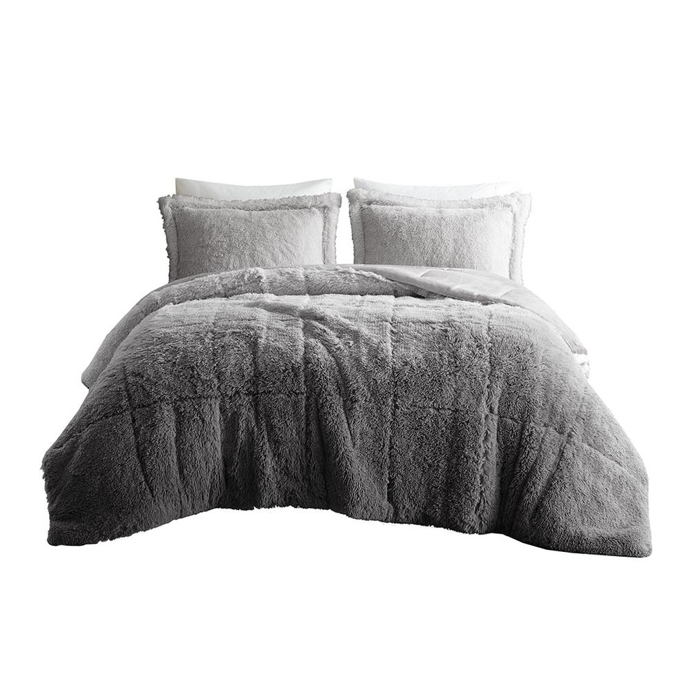 Ombre Shaggy Long Fur Comforter Mini Set. Picture 1