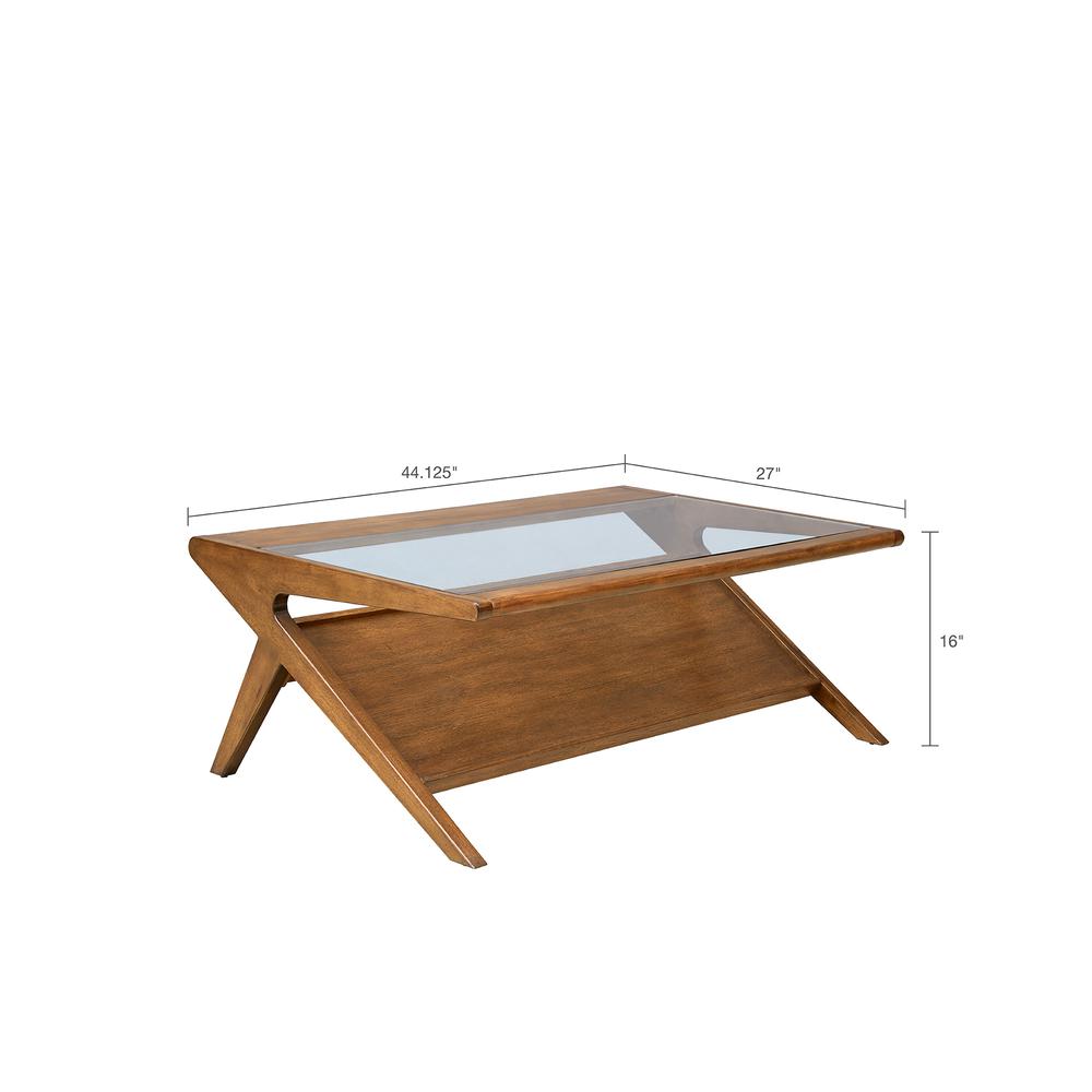 Rocket Pecan Coffee Table with Tempered Glass, Belen Kox. Picture 1