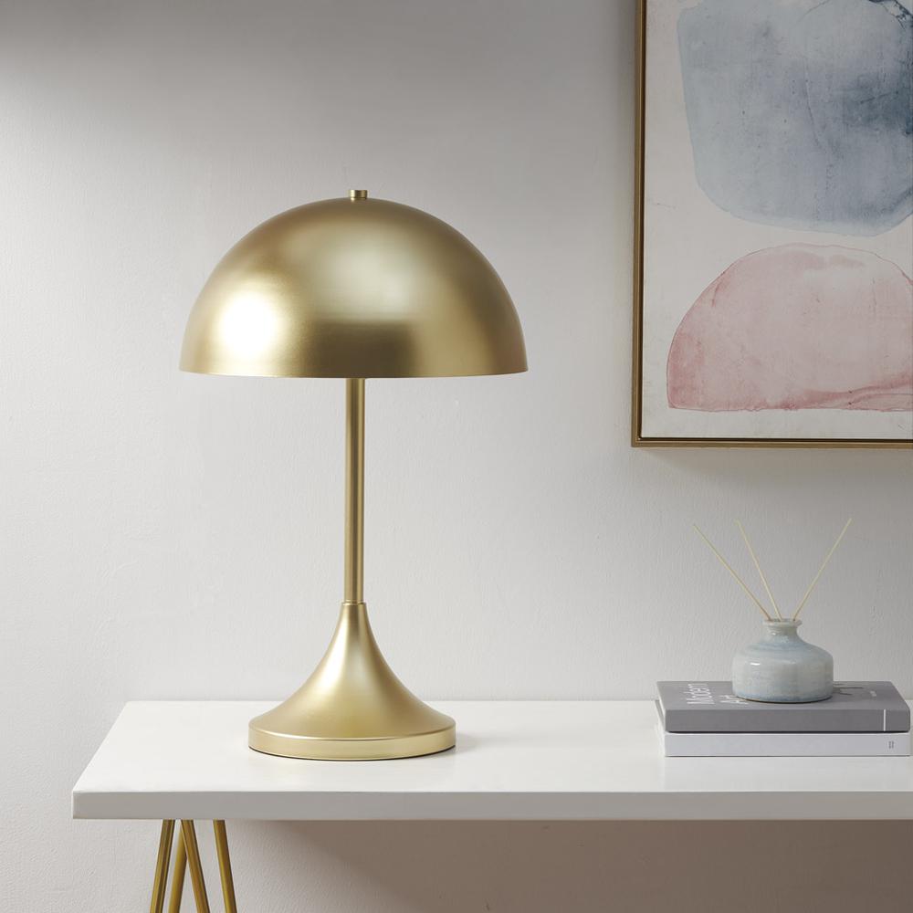 Dome-Shaped 2-Light Metal Table Lamp. Picture 4