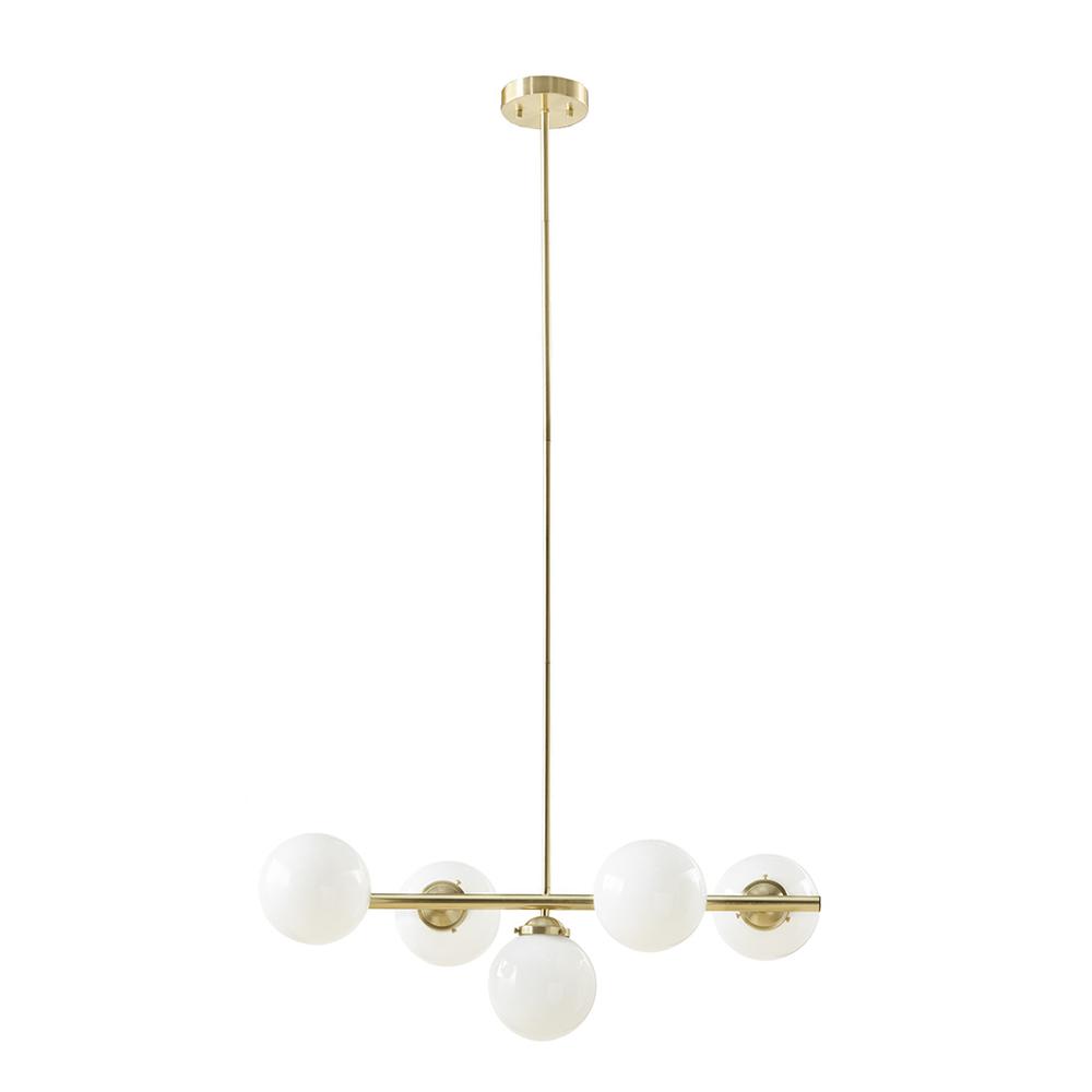 5-Light Chandelier with Frosted Glass Globe Bulbs. Picture 2