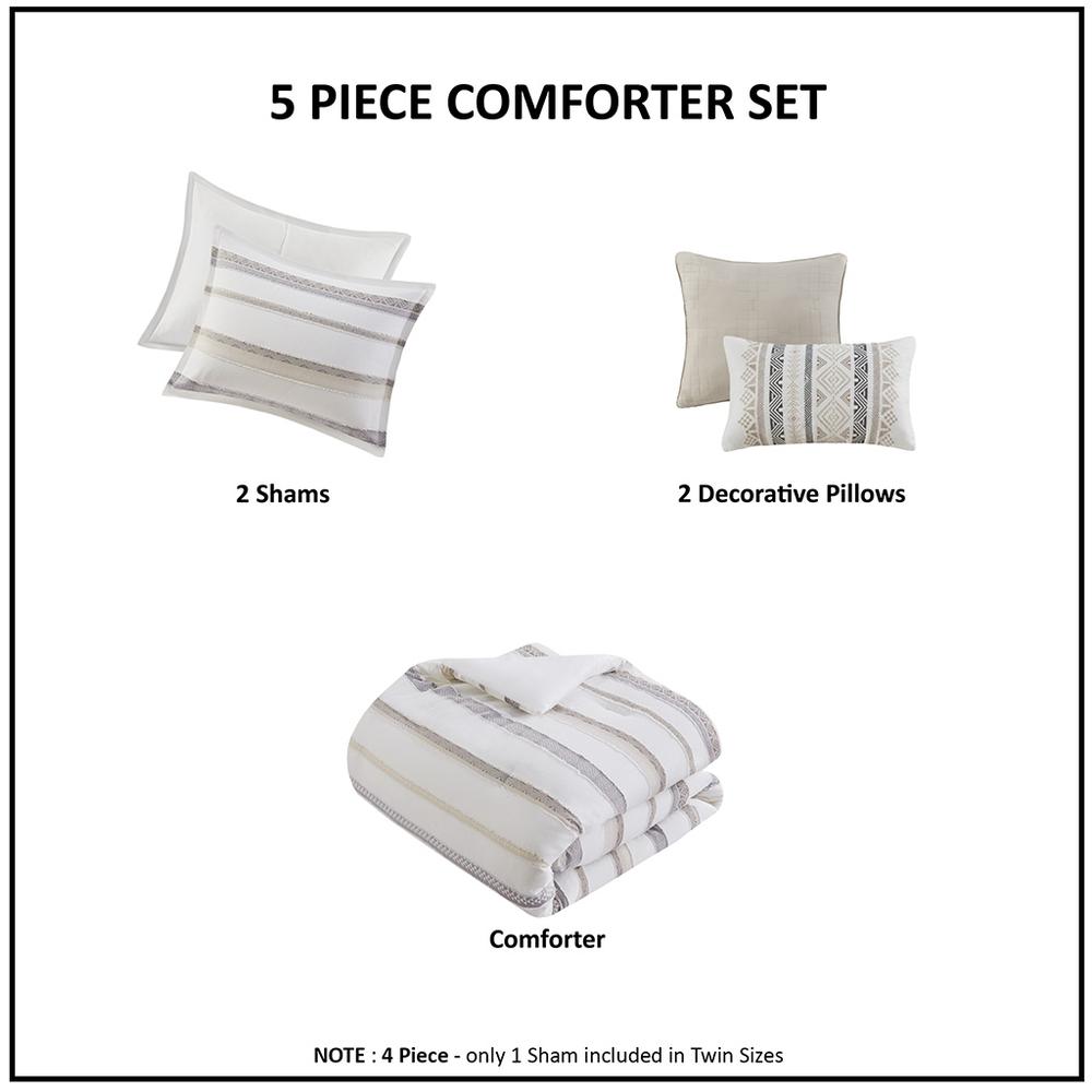 5 Piece Clipped Jacquard  Comforter Set. Picture 5
