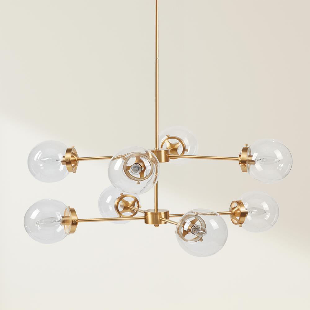 8-Light Metal Chandelier with Globe Bulbs. Picture 4