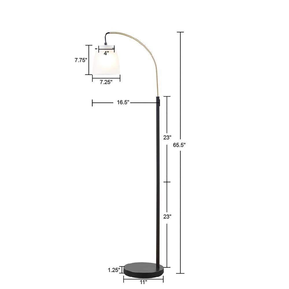 Arched Metal Floor Lamp with Frosted Glass Shade. Picture 1