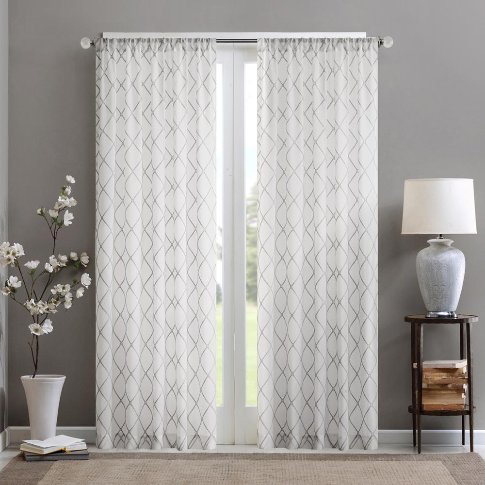 Diamond Sheer Window Curtain Panel. Picture 1