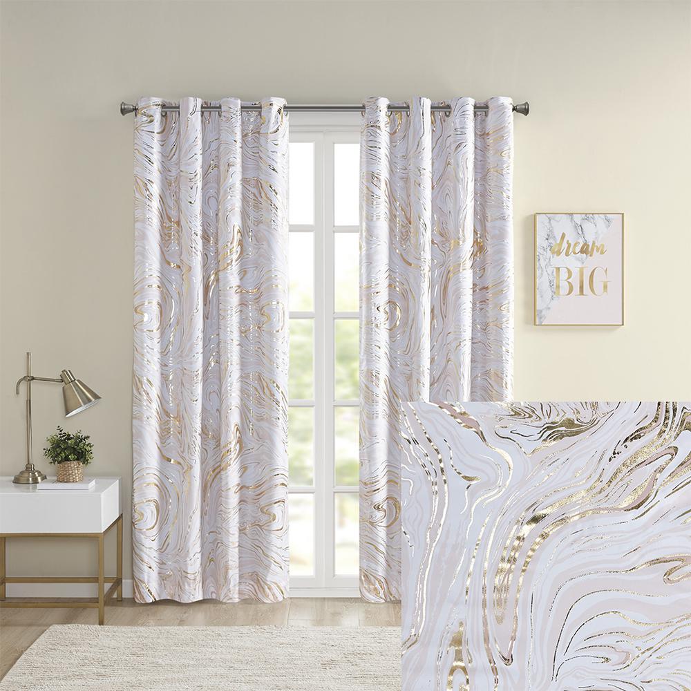 Grommet Top Printed Marble Metallic Total Blackout Curtain. Picture 5