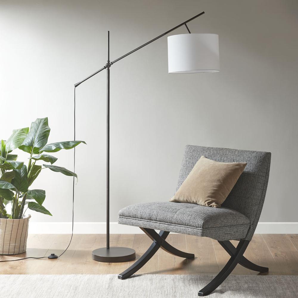 Adjustable Arched Floor Lamp with Drum Shade. Picture 4