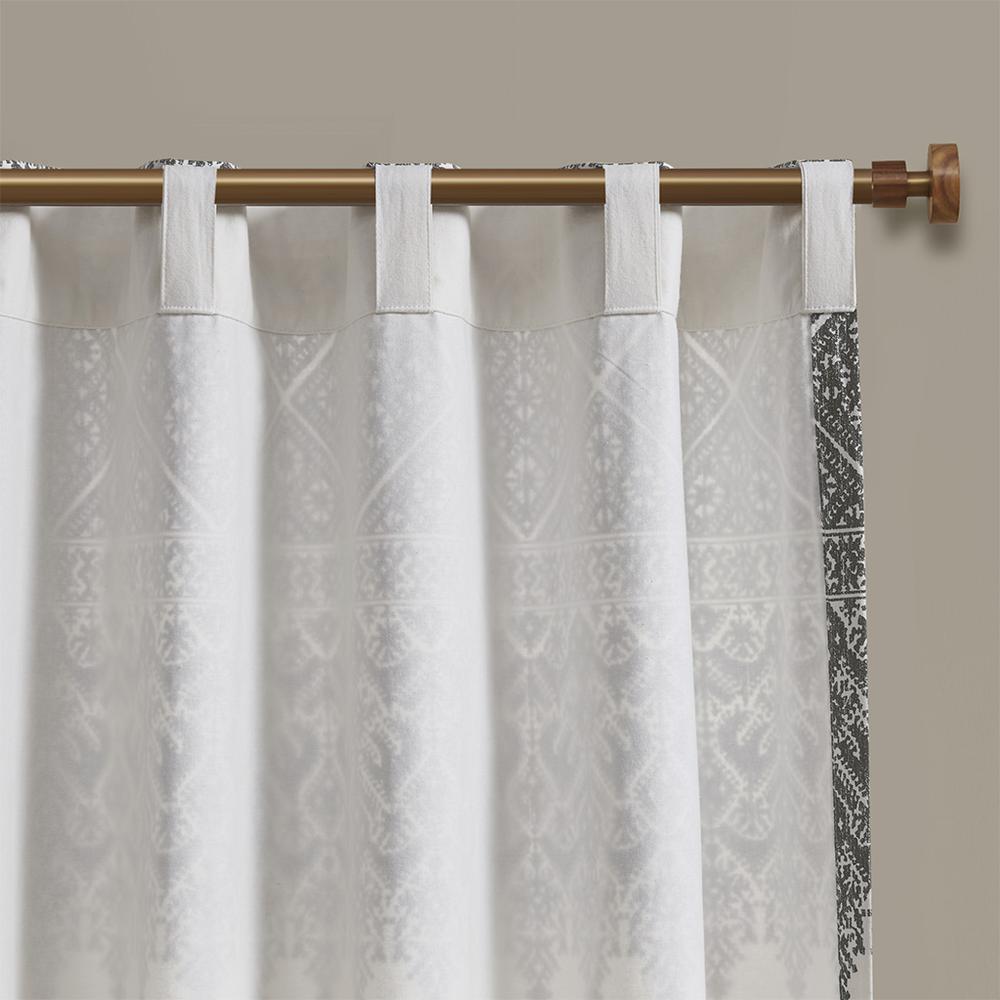 Cotton Printed Curtain Panel with Chenille detail and Lining. Picture 1